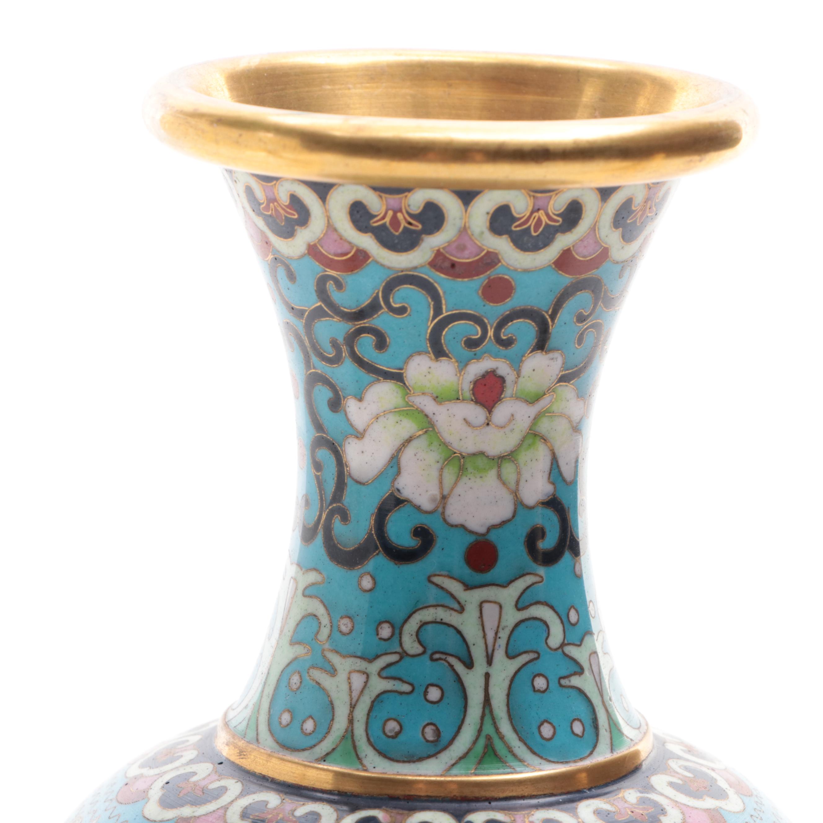 Chinese Cloisonné Vase with Carved Resin Figurines EBTH