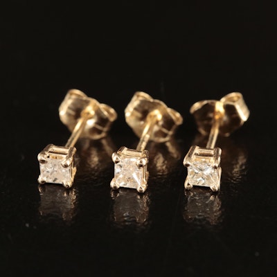 14K 0.30 CTW Diamond Three Single Stud Earrings