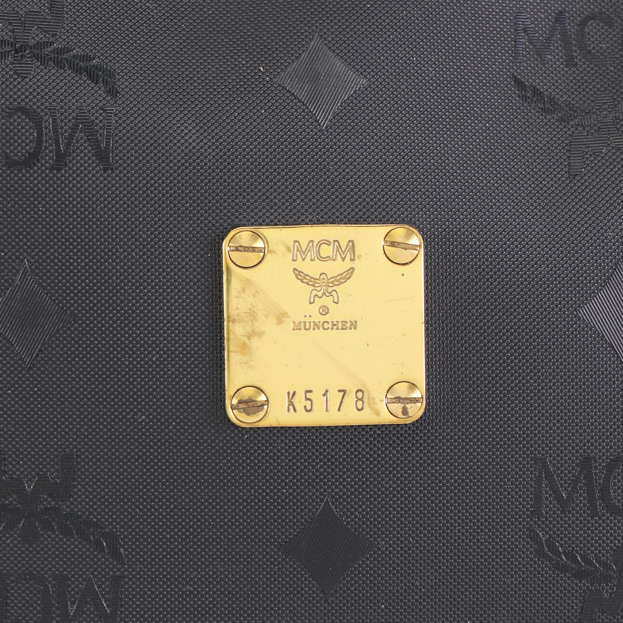 MCM Golf Collection Boston Bag in Black Monogram Vinyl and Leather Trim EBTH