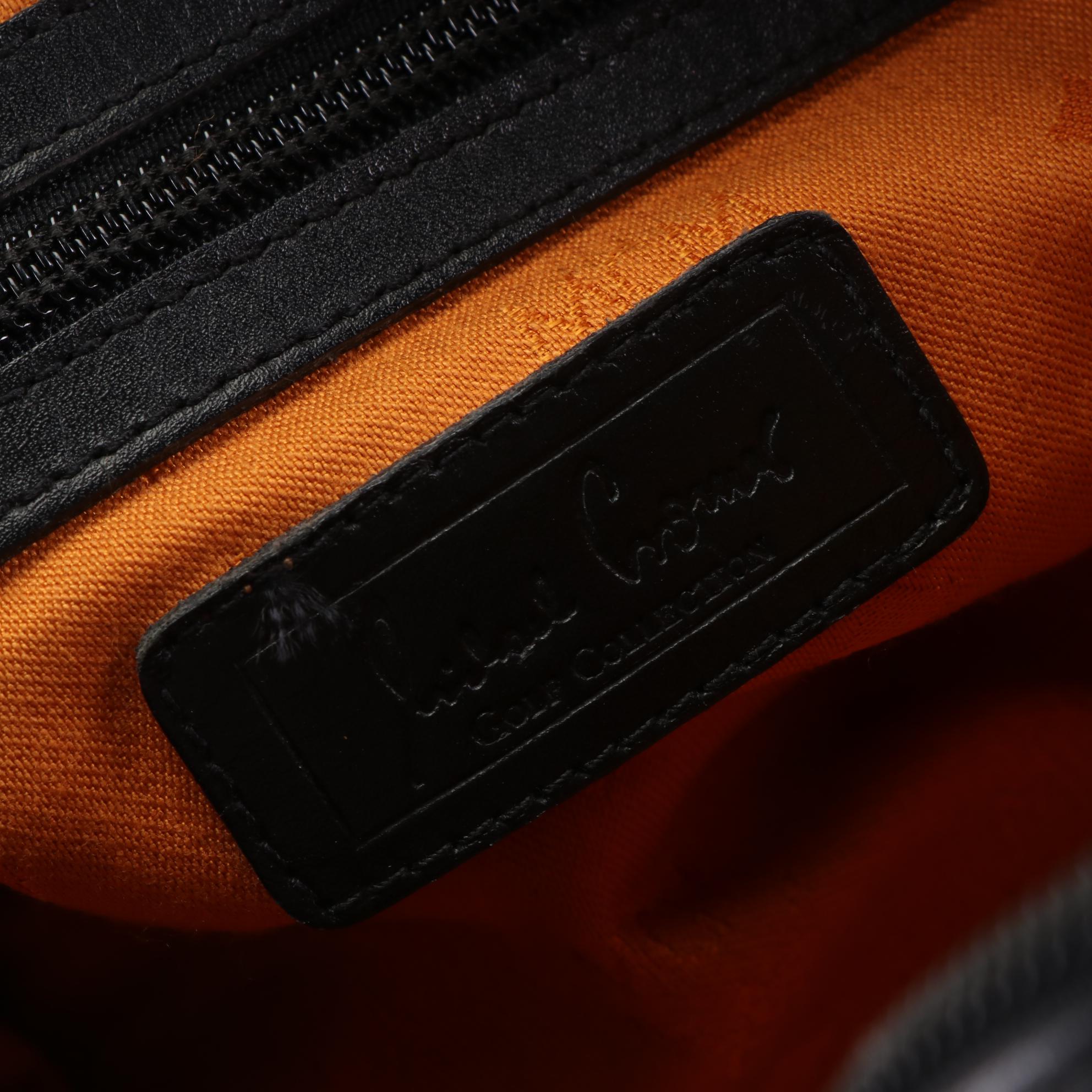 MCM Golf Collection Boston Bag in Black Monogram Vinyl and Leather Trim EBTH