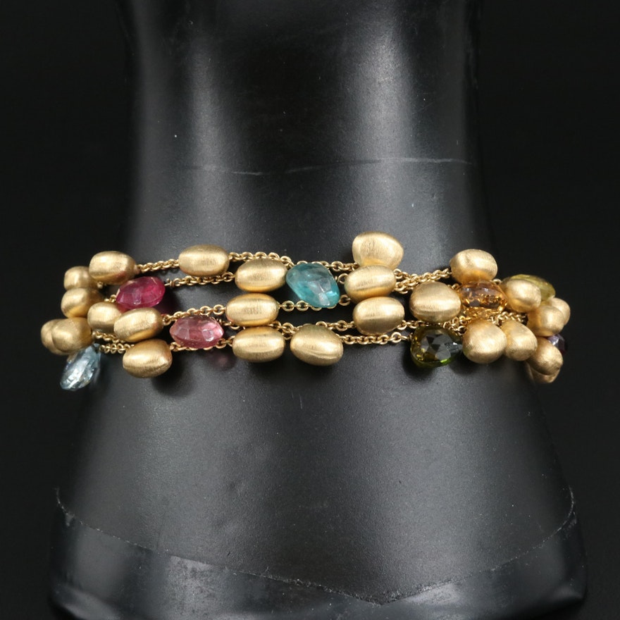 Marco Bicego "Paradise" Bracelet Including Tourmaline, Apatite and Aquamarine