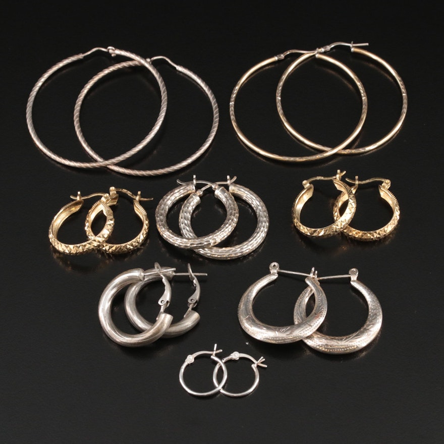 Sterling Hoop Earring Collection Including Italian Earrings