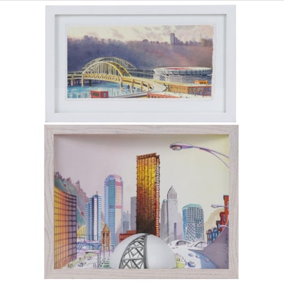 Michael Kaiser Stadium Watercolor Paintings Including "HPI Civic Arena"