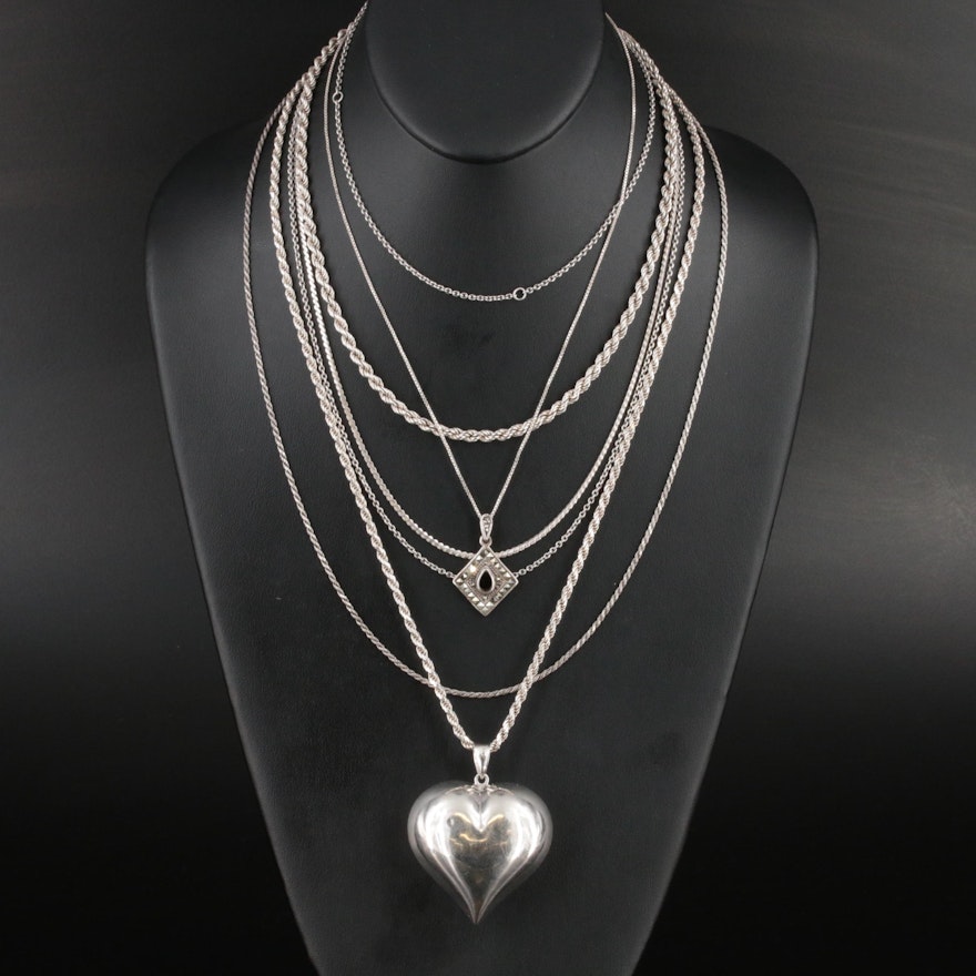 Pandora Featured in Sterling Necklaces Including Black Onyx and Marcasite