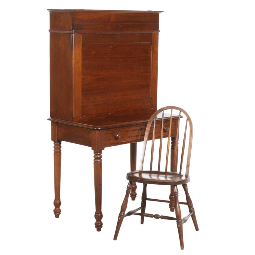 Victorian Walnut Fall Front Desk, Late 19th to Early 20th Century