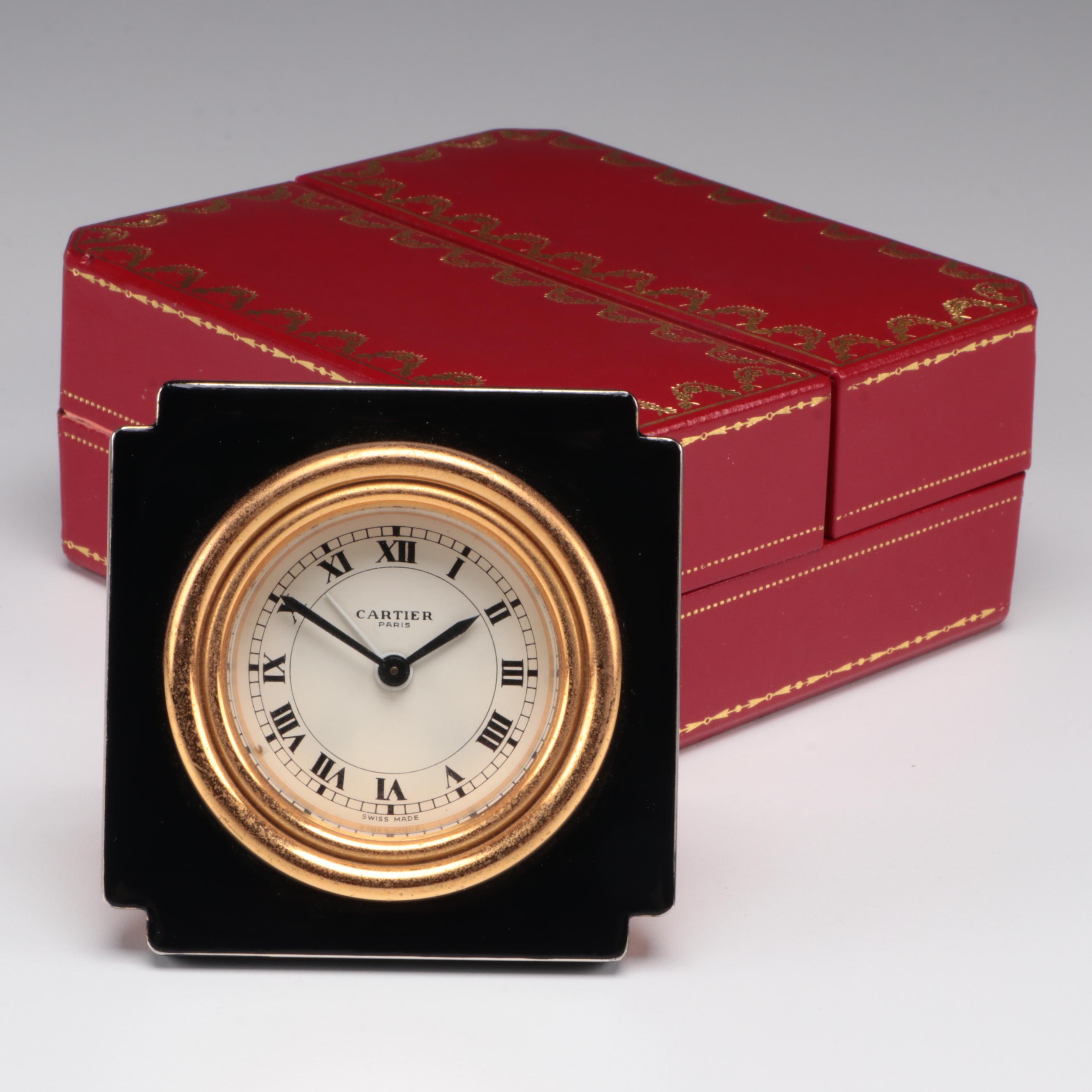 Cartier Travel Alarm Clock with Original Box EBTH