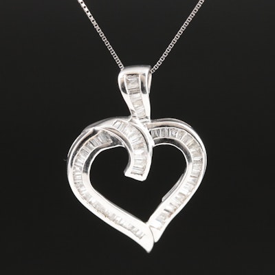 10K 0.50 CTW Diamond Heart Pendant Necklace
