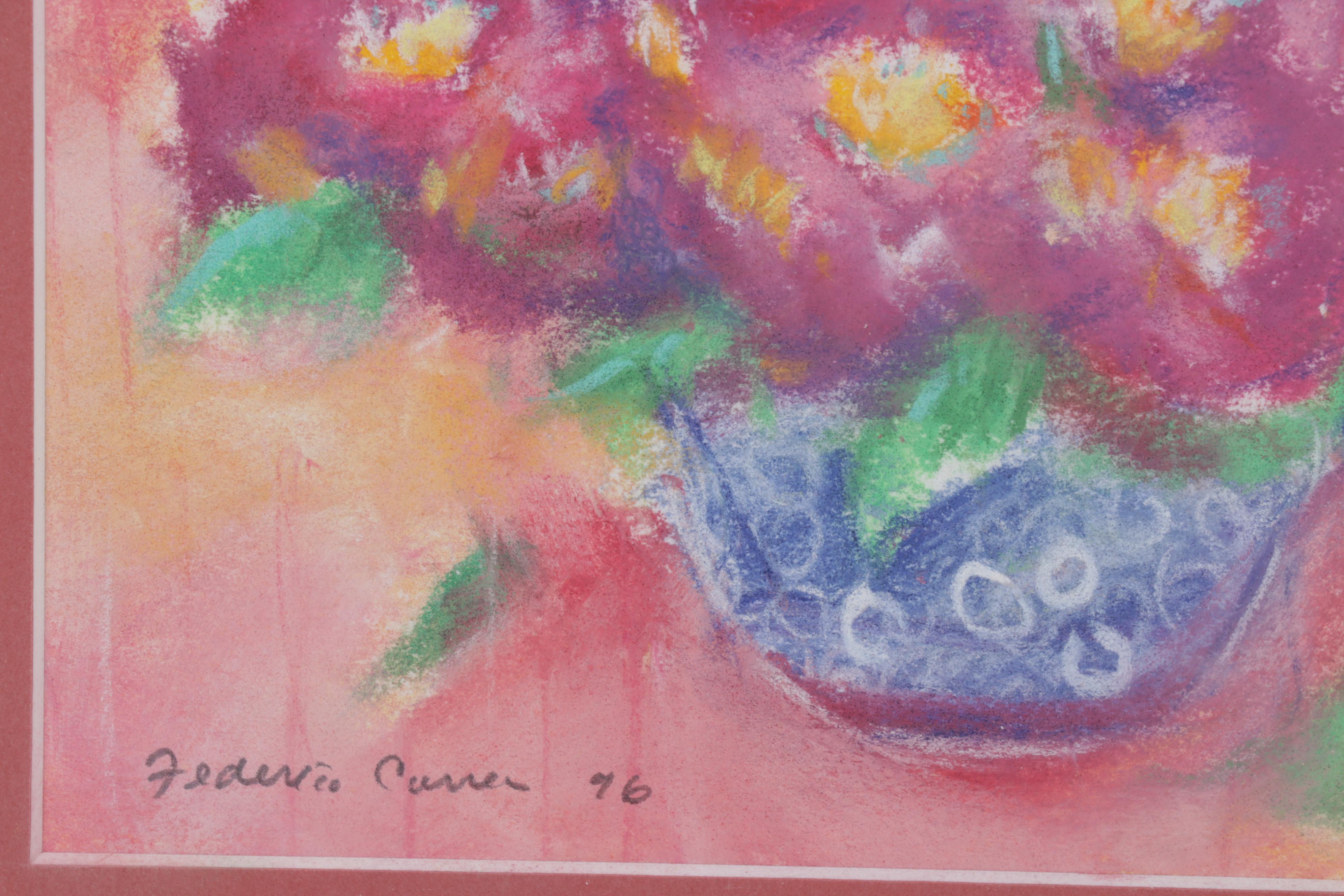 Folk Art Acrylic Painting and Pastel Drawing, Circa 1996 EBTH