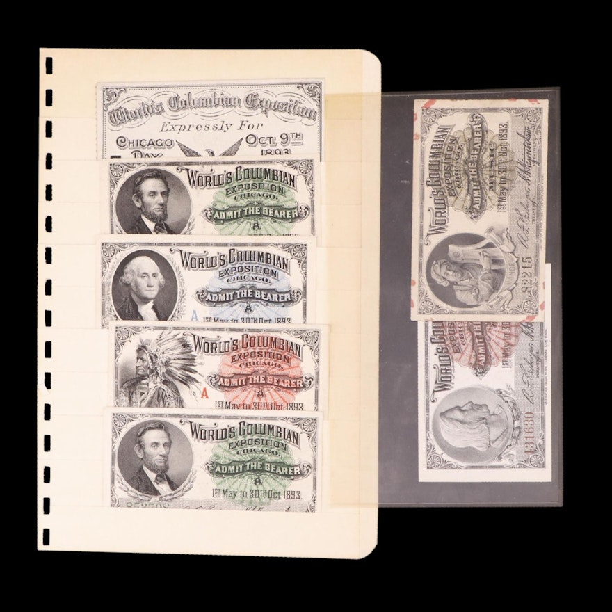 Seven Columbian Exposition Admission Tickets, 1893
