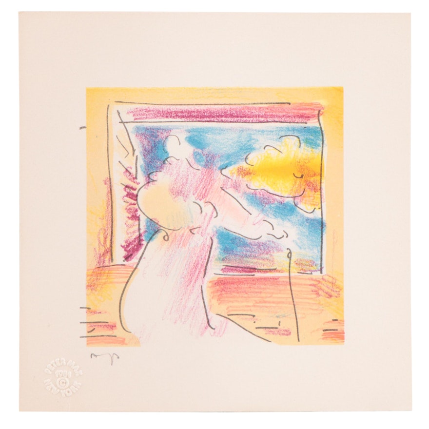 Peter Max Modernist Abstract Lithograph "Ladies' Man," 1981