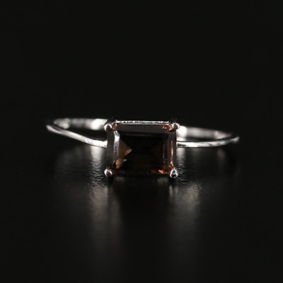 Sterling Smoky Quartz Solitaire Ring