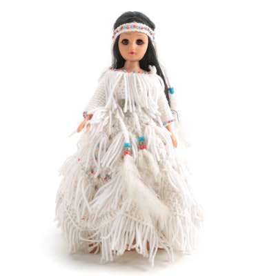 Native American Style Doll with Handmade Crochet Dress
