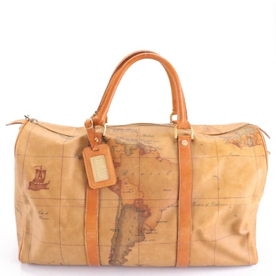Alviero Martini 1a Classe Duffel Bag in Geo Print Coated Canvas and Leather