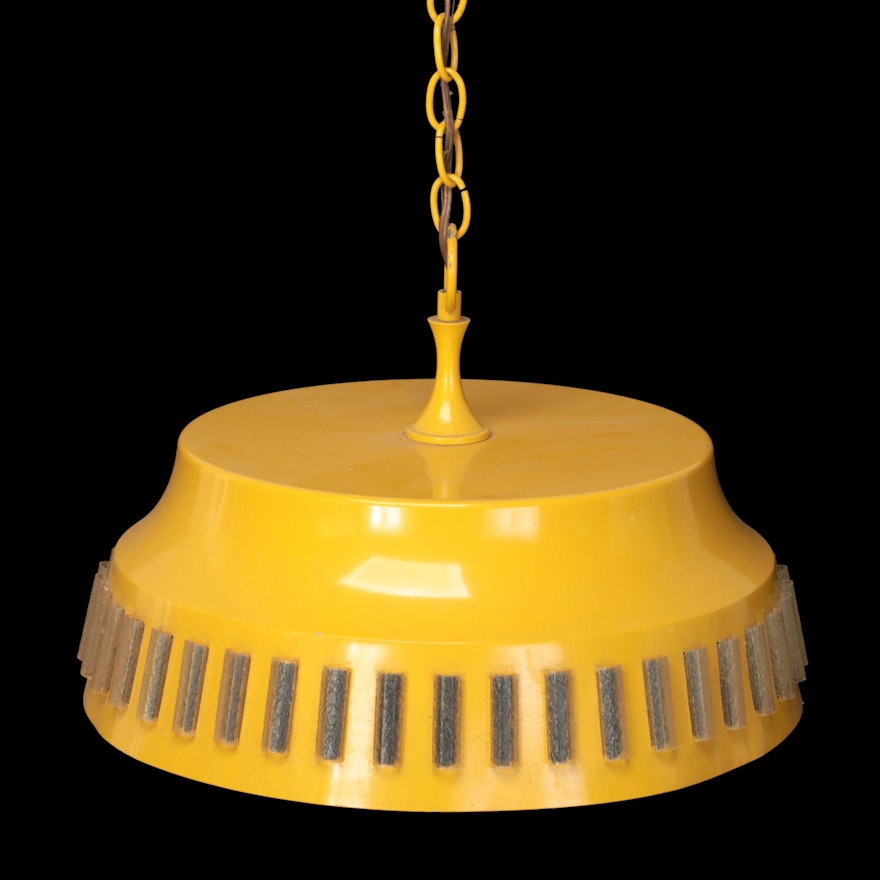 EJS Lighting Corp Yellow Dome Pendant Light, Mid-20th Century