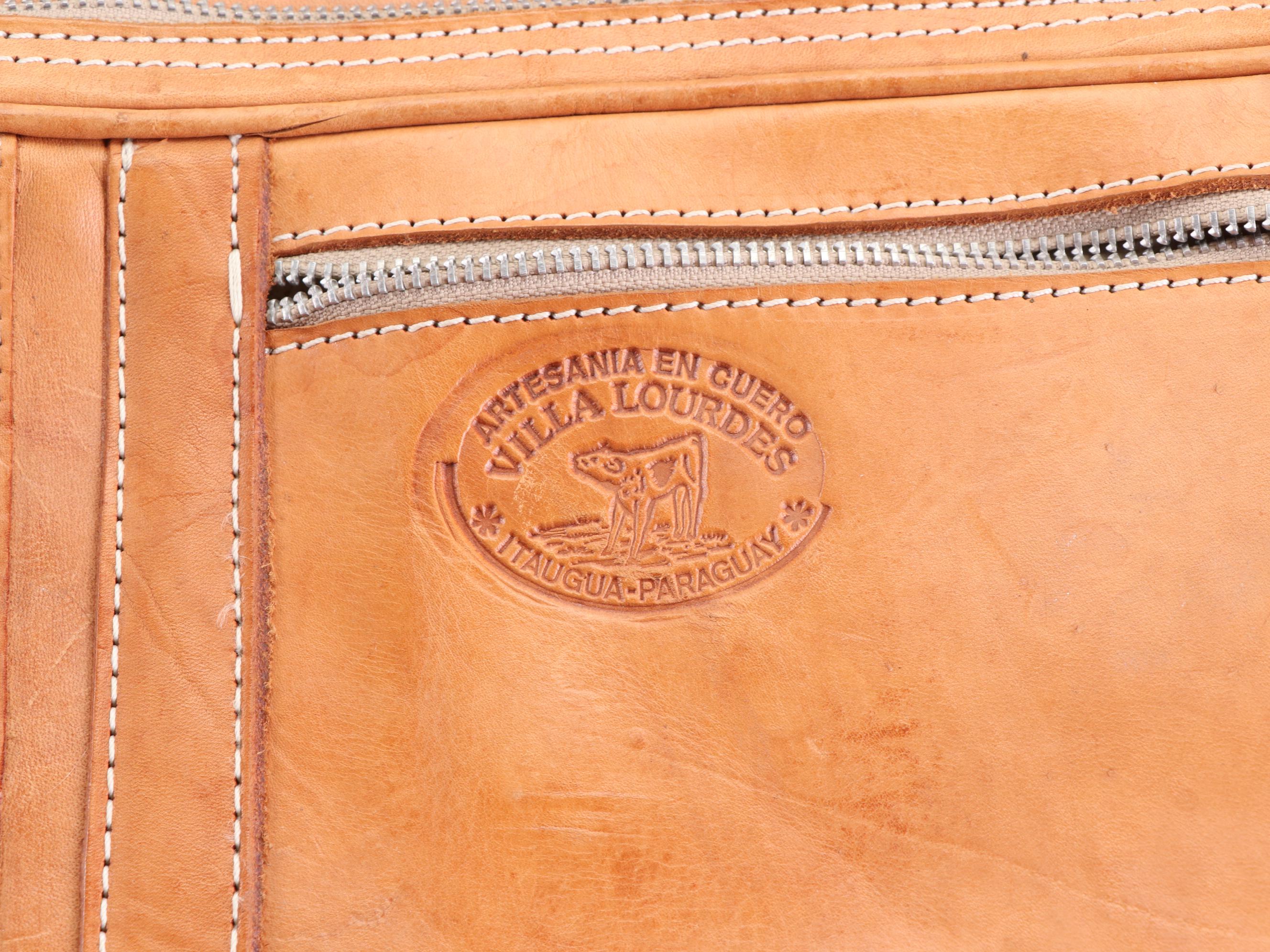 Large Leather Travel Bag with Detachable Shoulder Strap EBTH