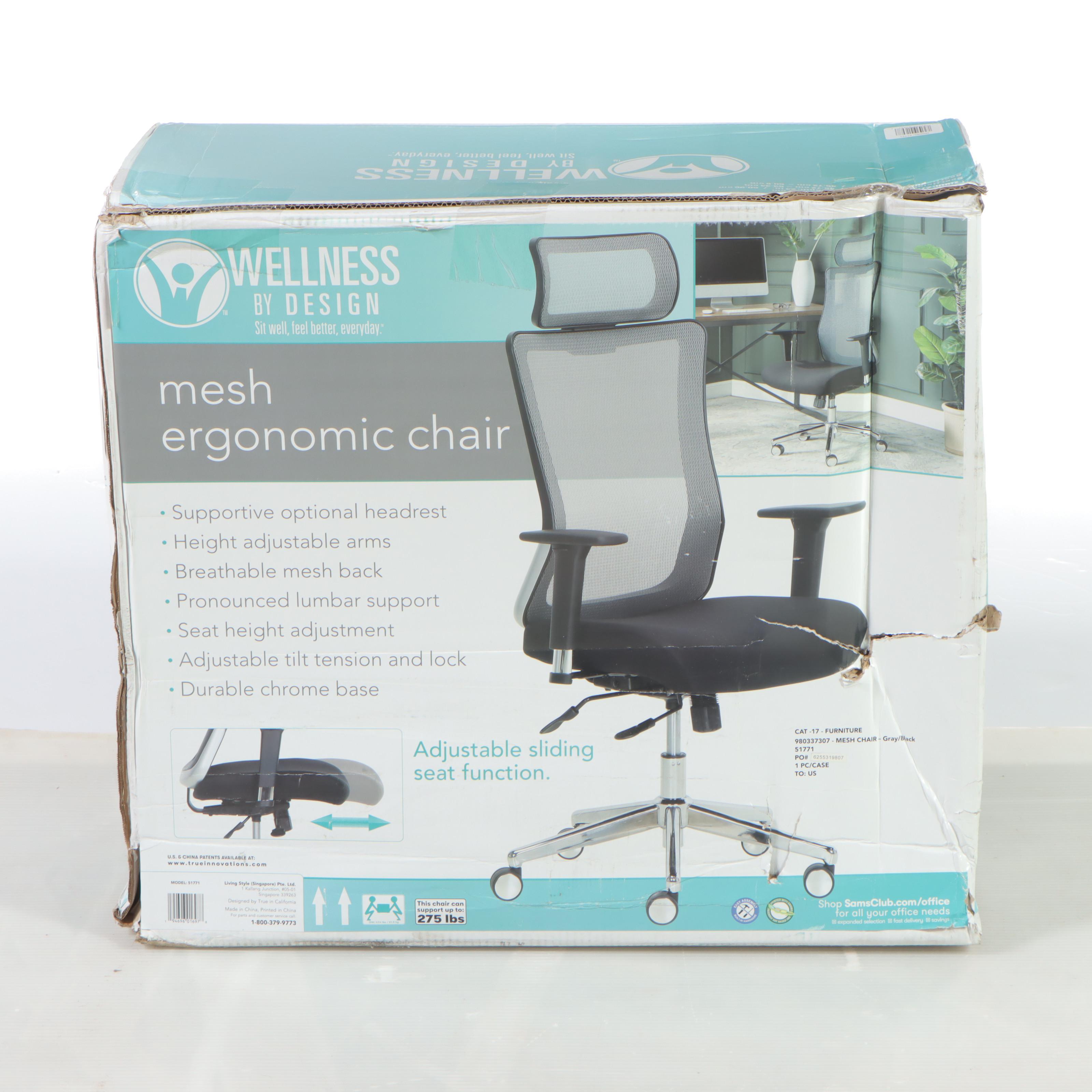 Wellness by Design Ergonomic Mesh Back Office Chair With Headrest EBTH