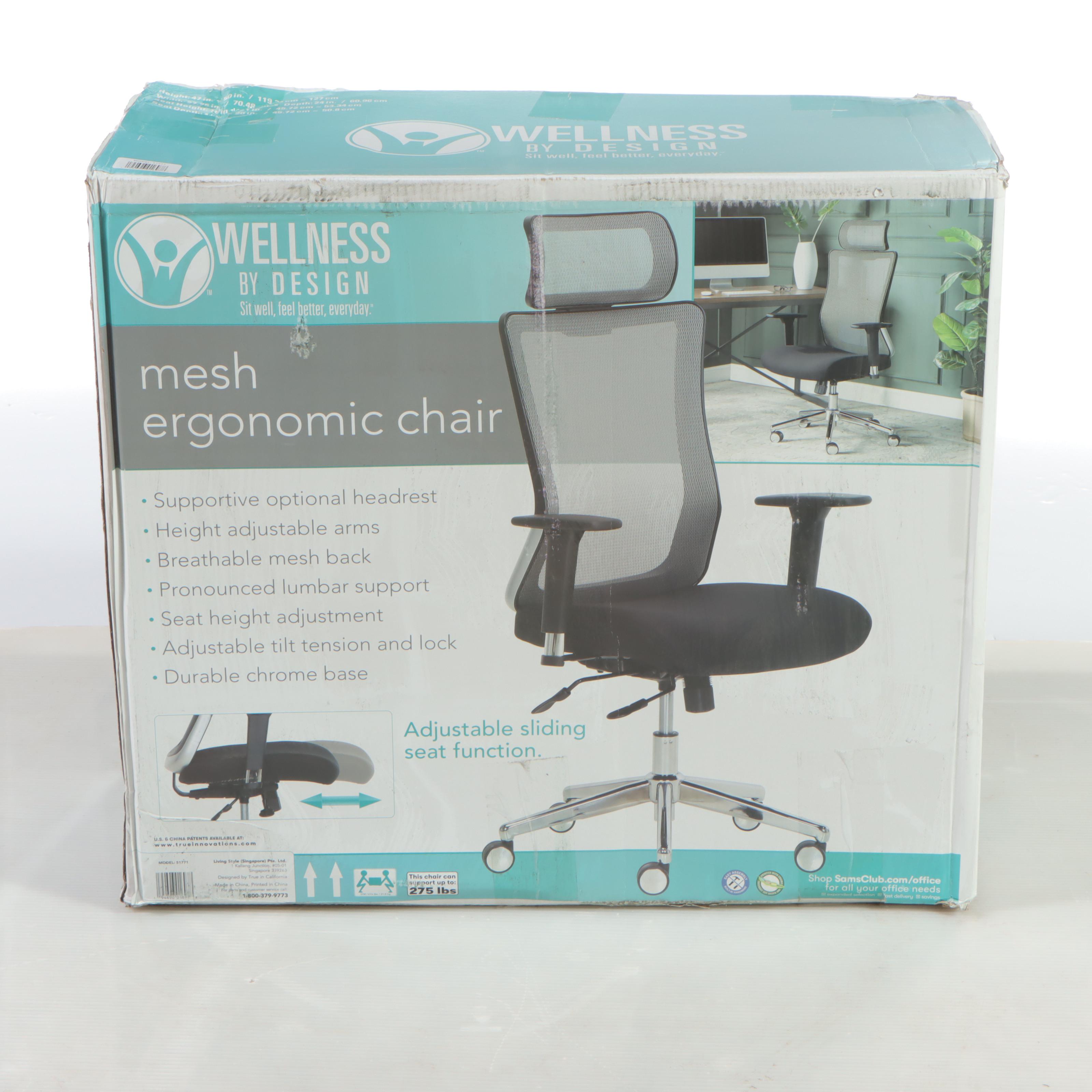 Wellness by Design Ergonomic Mesh Back Office Chair With Headrest EBTH