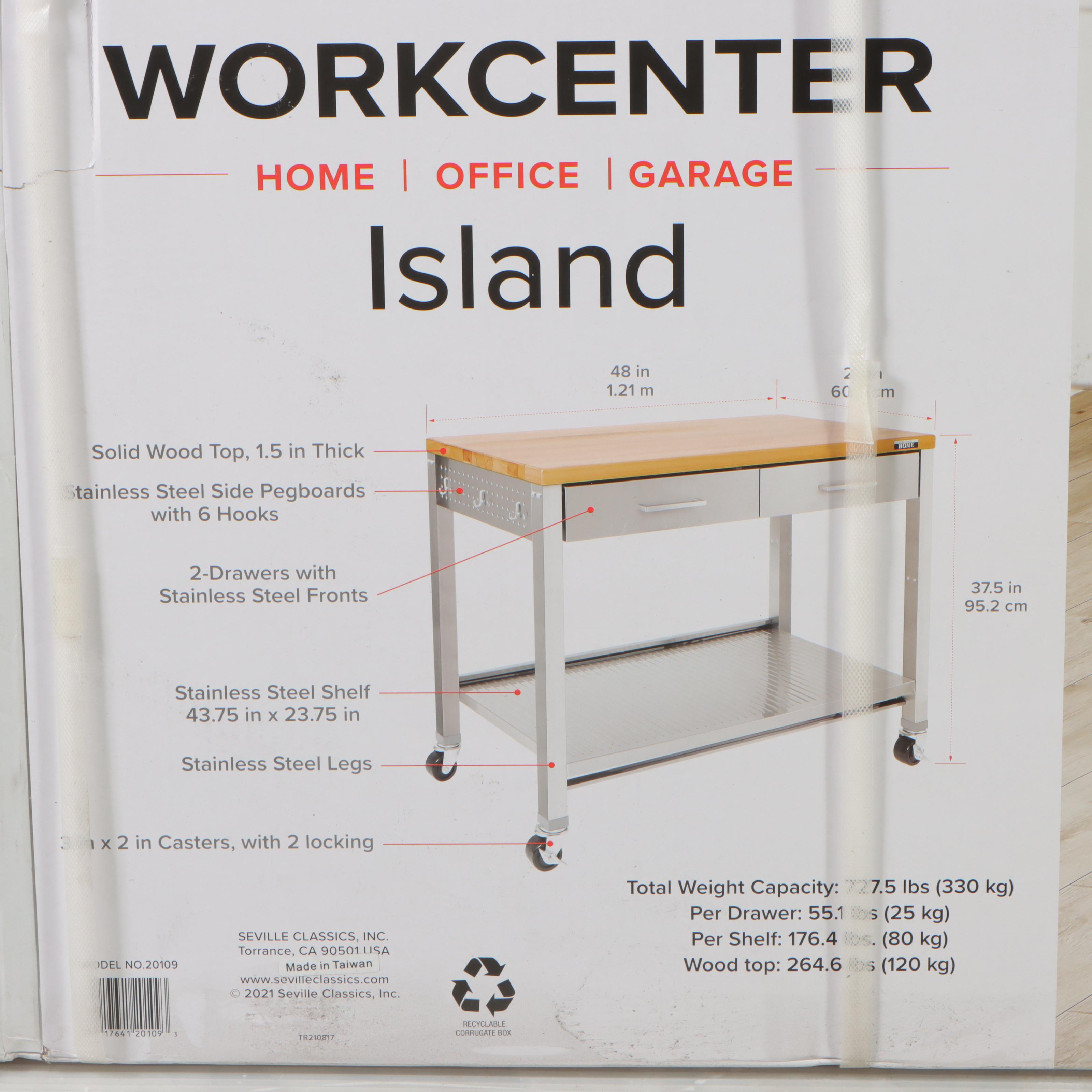 Seville Classics Home Workcenter Island Cart EBTH