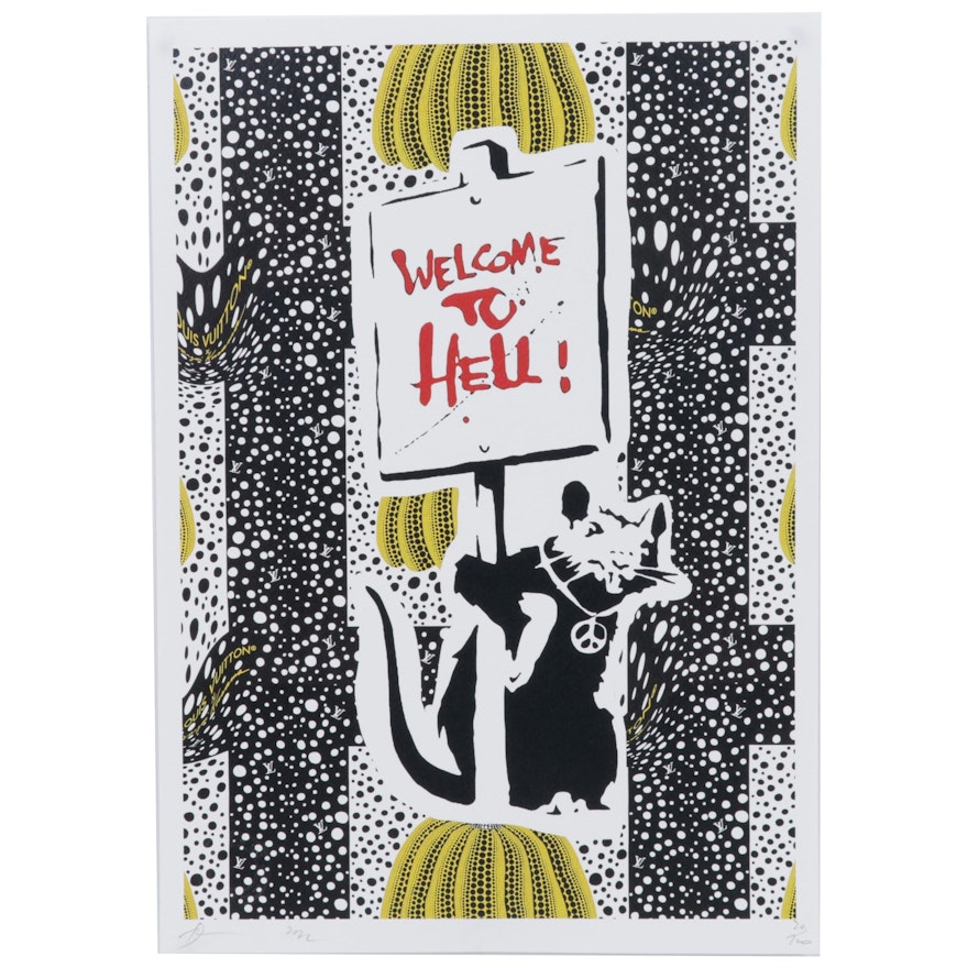 Death NYC Pop Art Graphic Print Homage to Yayoi Kusama and Banksy, 2022