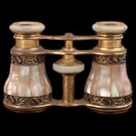Audemair Mother of Pearl, Brass and Enamel Opera Glasses
