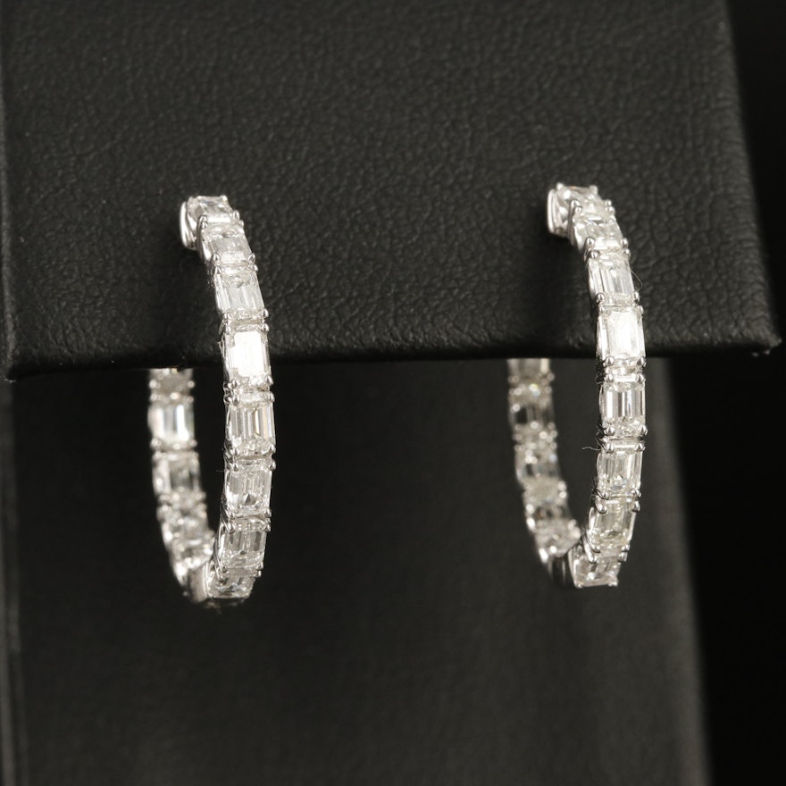 14K 2.88 CTW Diamond Inside Out Hoop Earrings