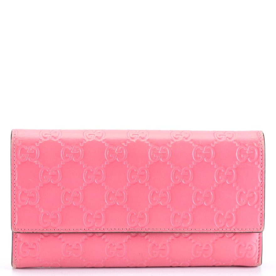 Gucci Continental Wallet in Pink Guccissima Leather