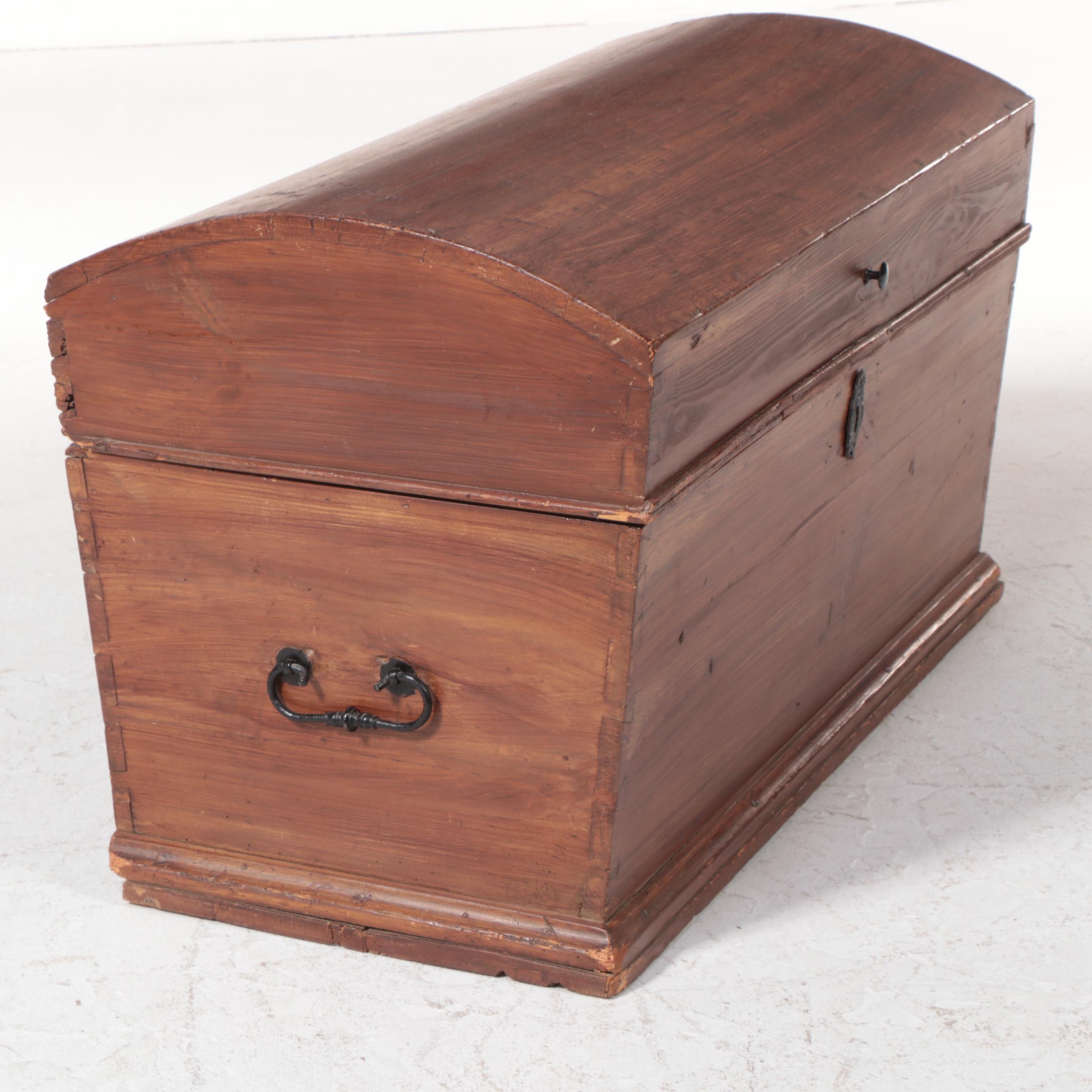 GrainPainted Pine DomeTop Chest, 19th Century EBTH