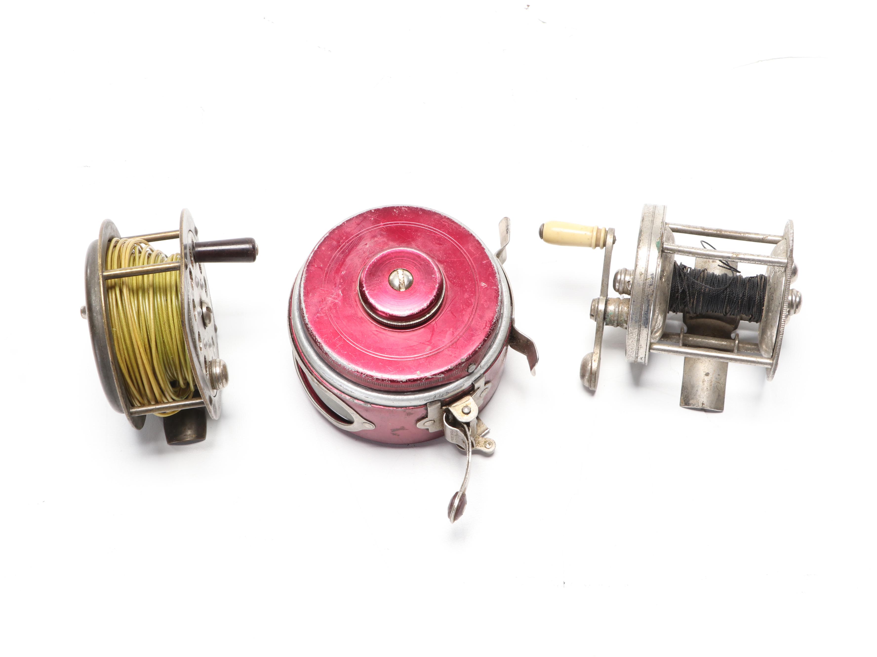 Wicker and Leather Creel With Rods, Reels, Net, Fenwick Case and More ...