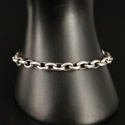 Sterling Satin Finish Cable Chain Bracelet