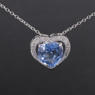 Sterling Gemstone Heart Pendant Necklace
