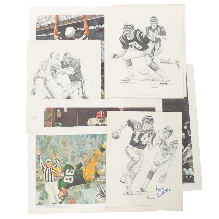 NFL "Greatest Moments" and Other Football Posters with Signed Ken Anderson