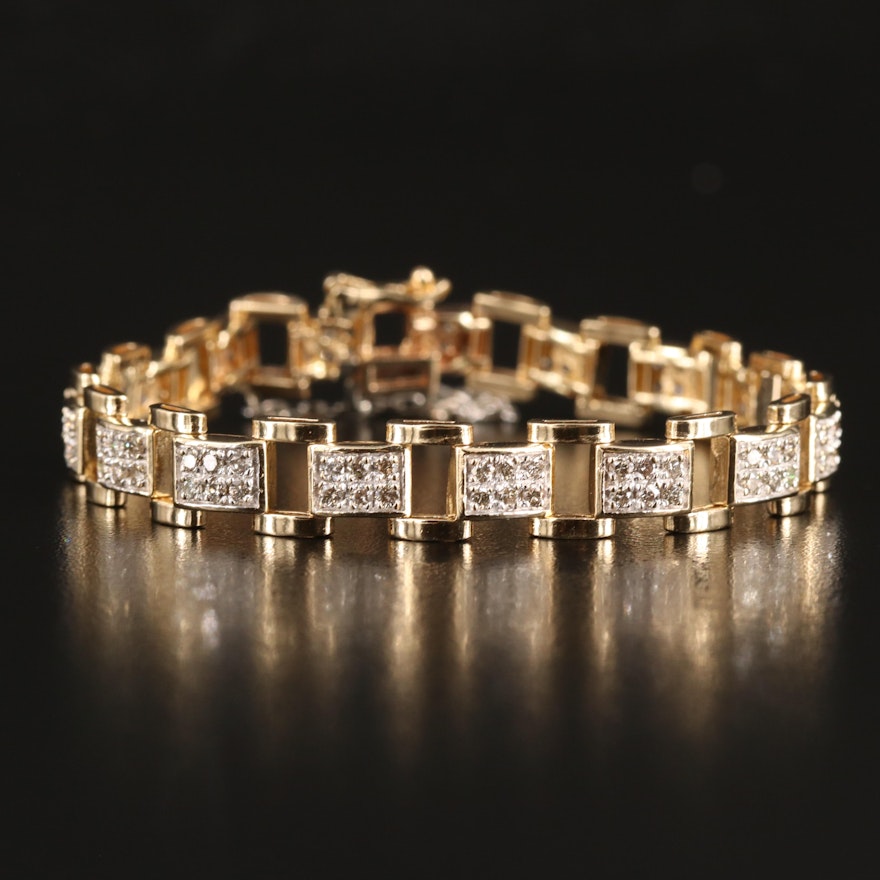 14K 1.78 CTW Diamond Fancy Link Bracelet
