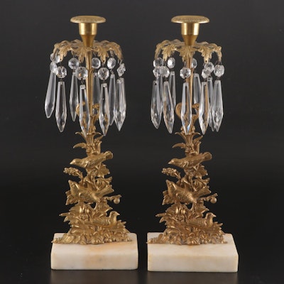 Pair of Cast Brass Girandole Candlesticks Attributed to Cornelius & Co.