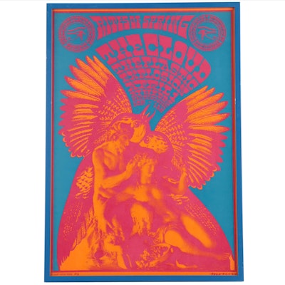 Color Lithograph Concert Poster After Victor Moscoso "Neon Rose 11"