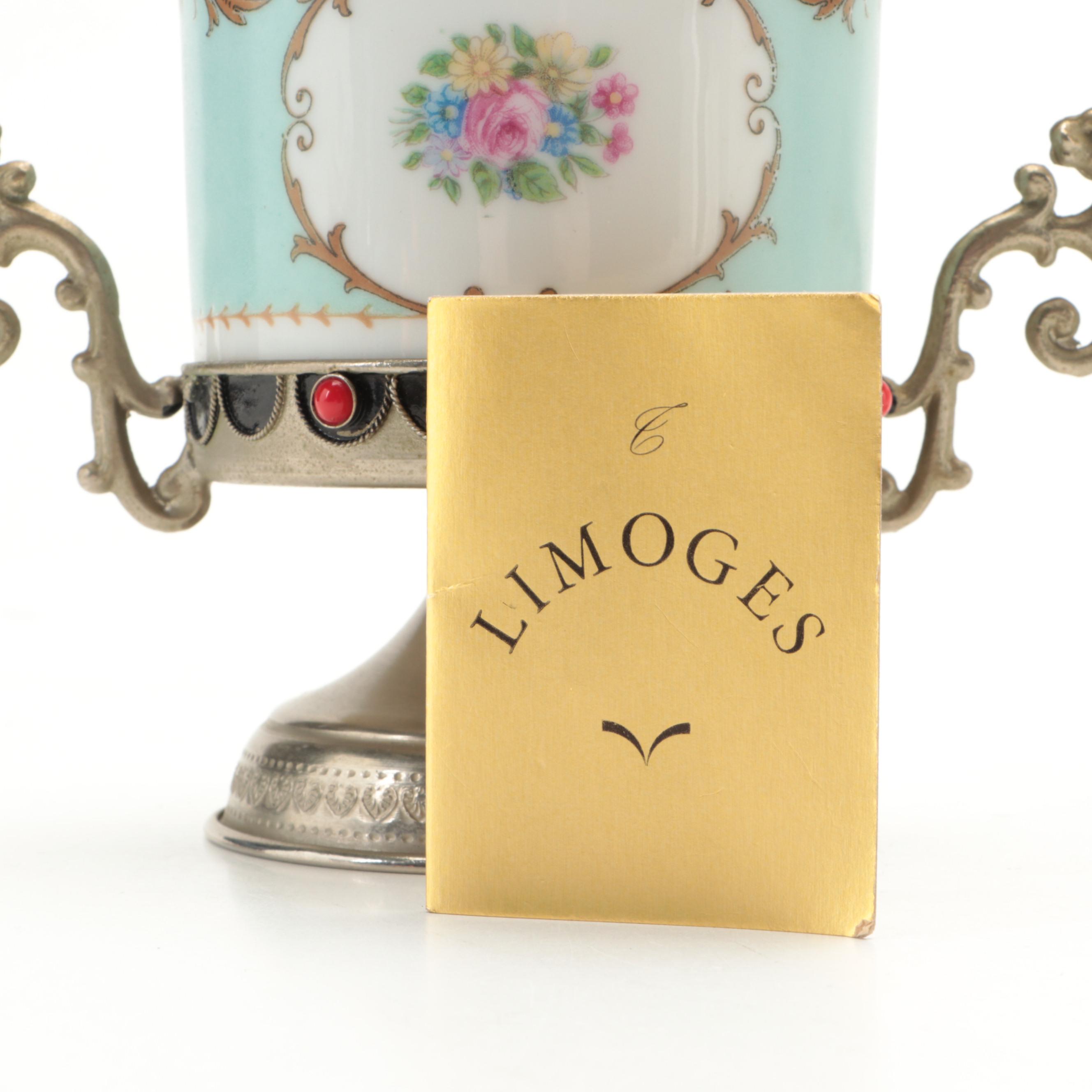 European White Stain Glass HandPainted Bottle Vase with Other Décor EBTH