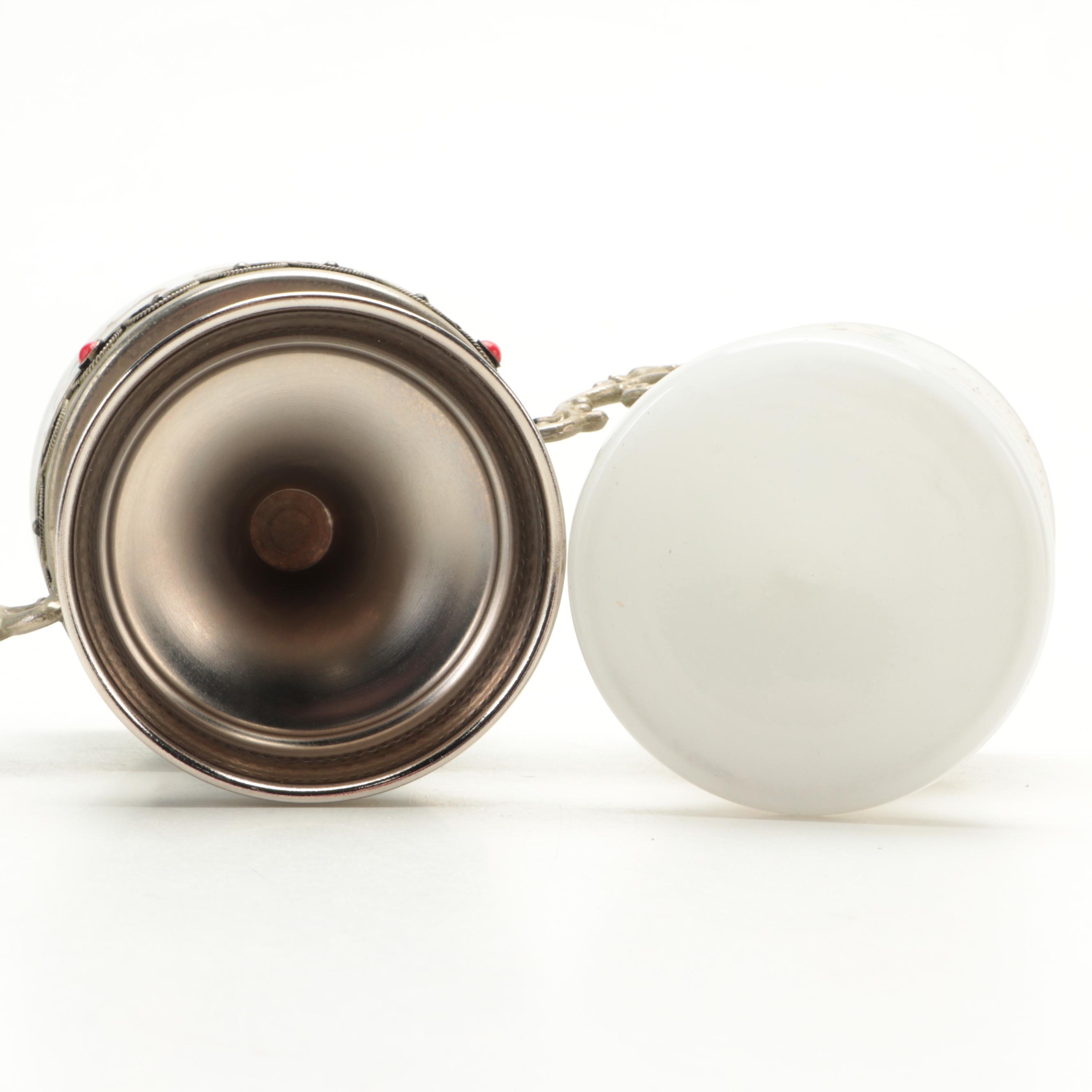 European White Stain Glass HandPainted Bottle Vase with Other Décor EBTH