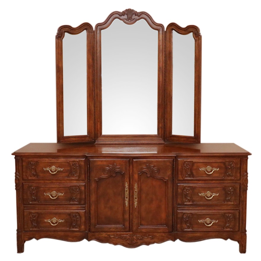 Drexel Heritage "Old Continent" Walnut Dresser with a Trifold Mirror