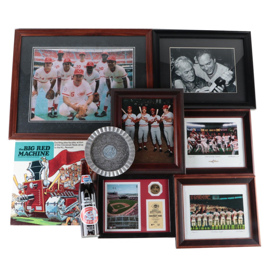 Cincinnati Reds Framed Prints, Ashtray, Record, More Memorabilia, Late 20th C.