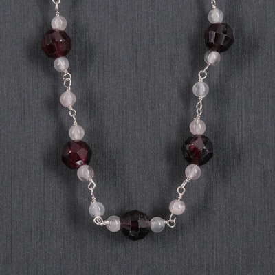 Sterling Silver Gemstone Beaded Necklace