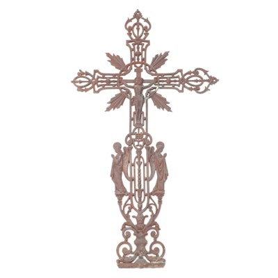 Continental European Renaissance Revival Cast Iron Crucifix