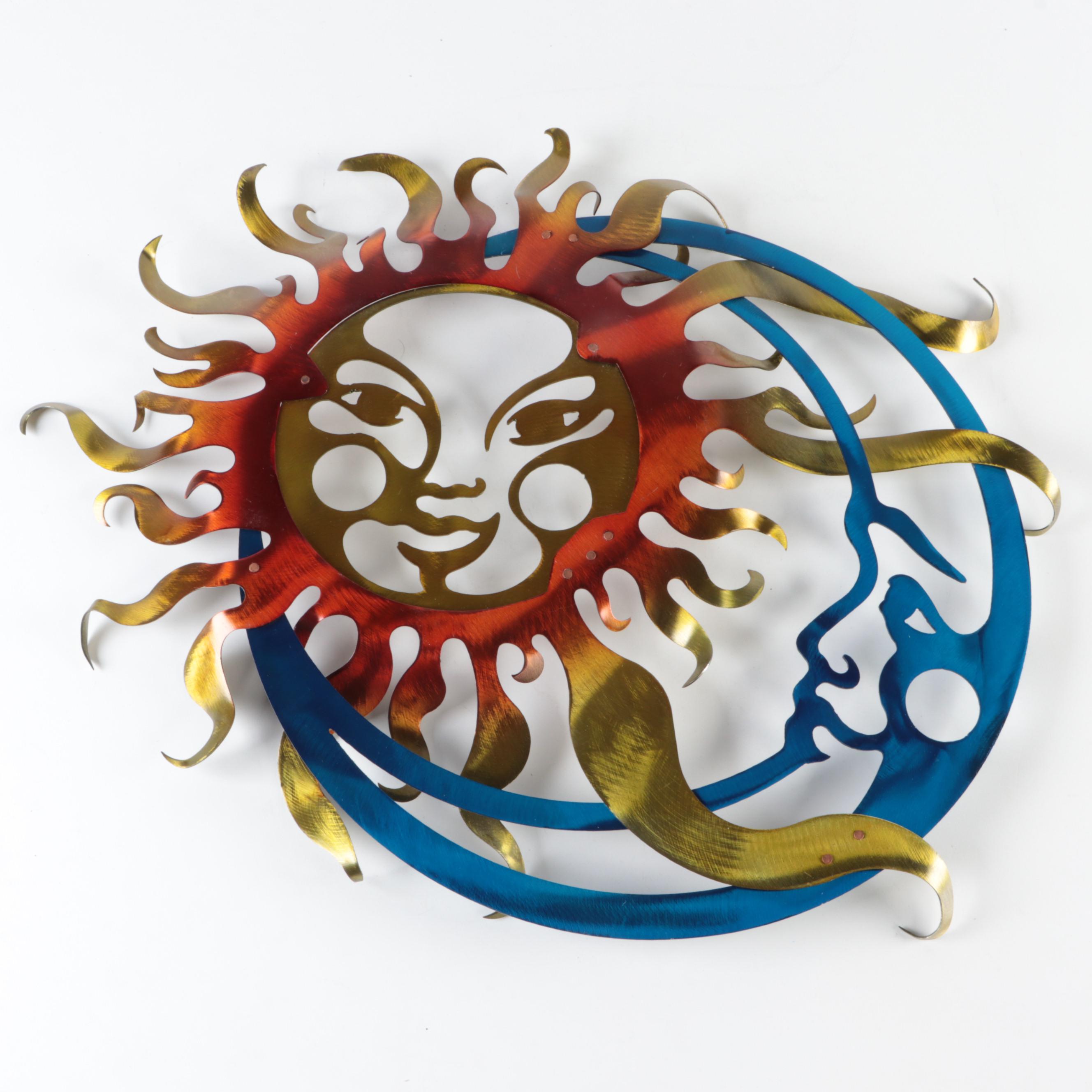 Laser Cut Metal Sun and Moon Wall Hanging EBTH