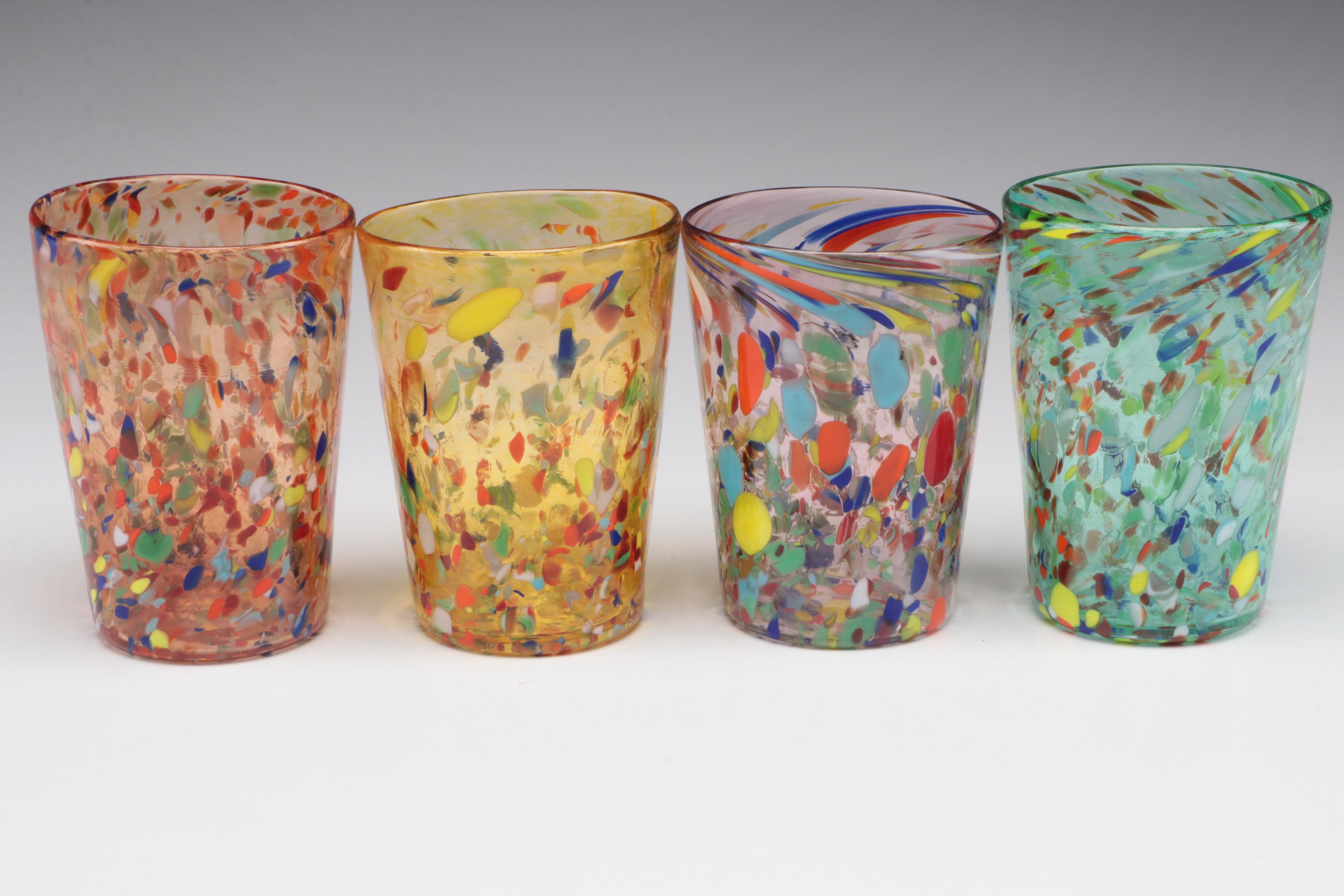 Nason Moretti Murano Confetti Glass Tumblers EBTH
