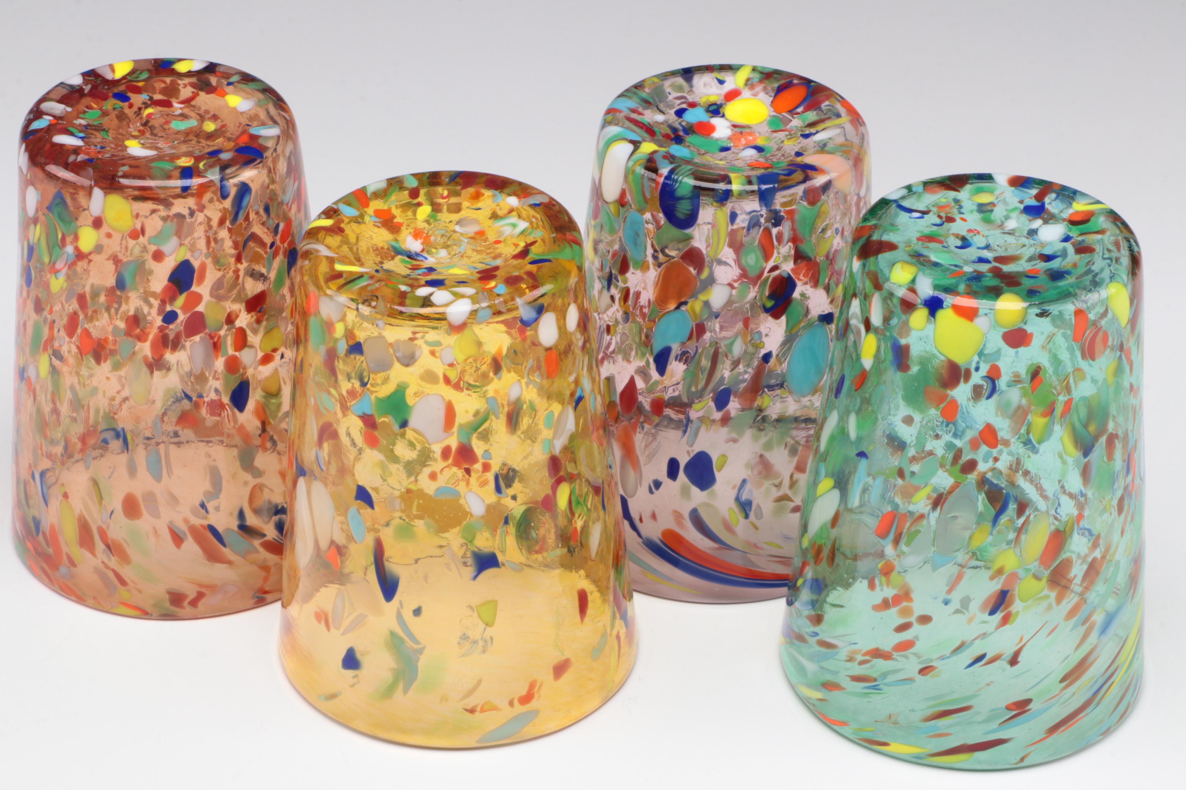 Nason Moretti Murano Confetti Glass Tumblers EBTH