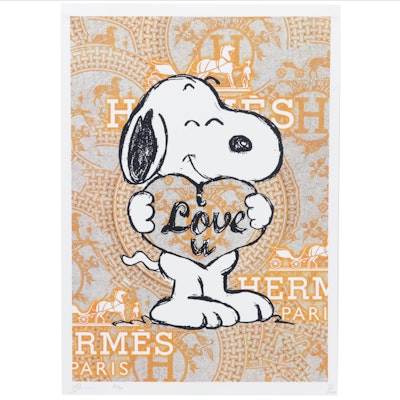Death NYC Pop Art Graphic Print Homage to Hermès Featuring Snoopy, 2022