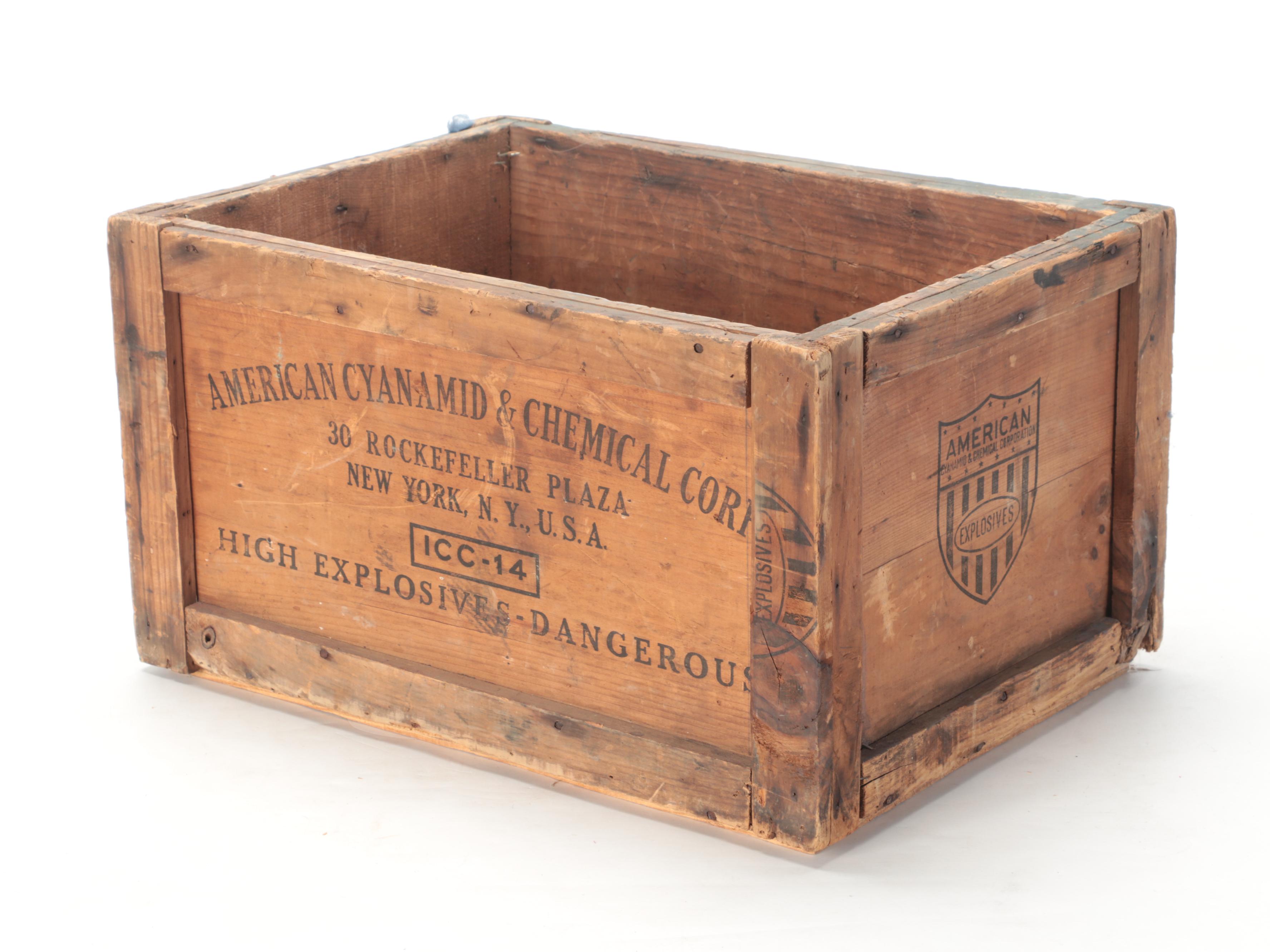 American Cyanamid & Chemical Dynamite Crate with Egg Crate and Basket