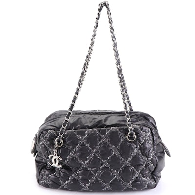 Chanel Byzance Quilted Nylon Shoulder Bag with Interwoven Chain Strap
