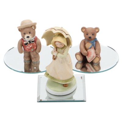 Designers Collection "Holly Hobby" with Other Bear Figurines and Mirrored Bases