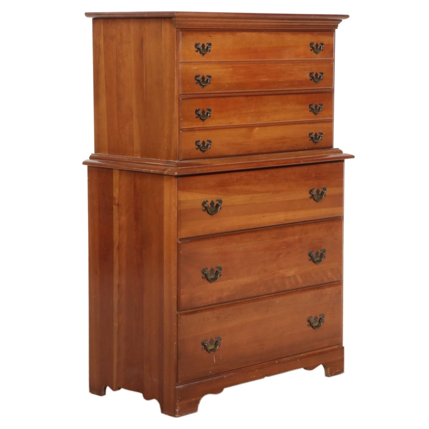 Chippendale Style Cherry Five-Drawer Chest-on-Chest, Late 20th Century