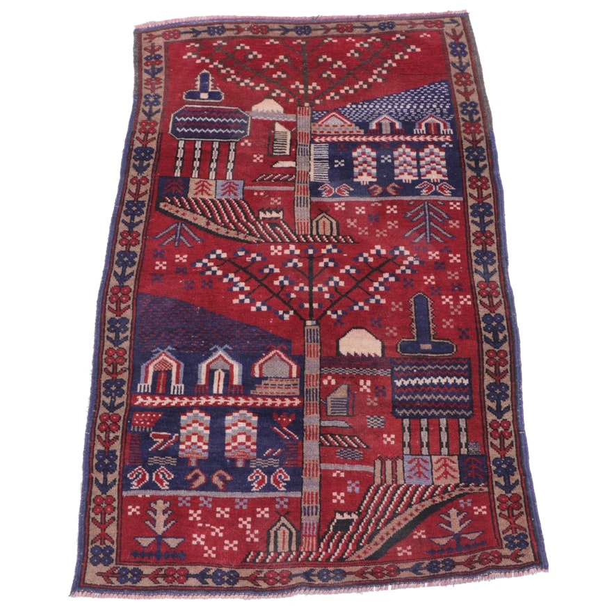 2'9 x 4'7 Hand-Knotted Afghan Pictorial Accent Rug