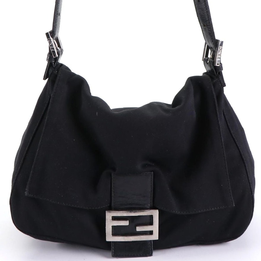 Fendi Mama Baguette Shoulder Bag in Technical Knit and Leather